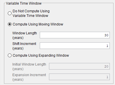 Moving Window Options