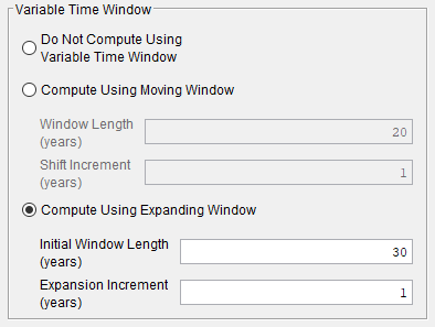 Expanding Window Options