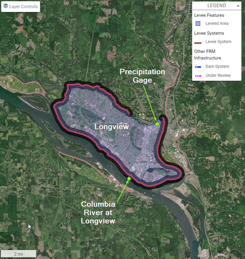 Overview Map of Longview Levee system