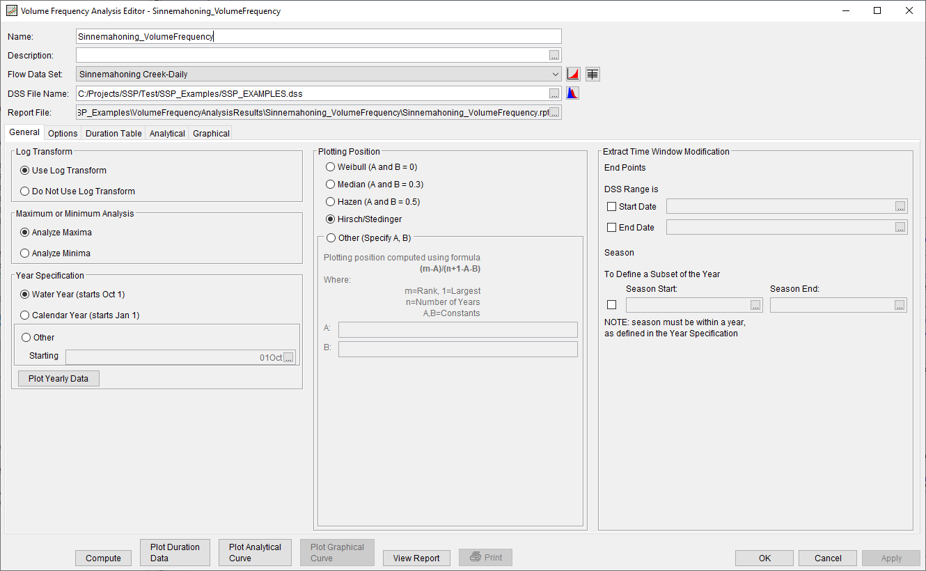 Figure 1. Volume Frequency Analysis Editor.