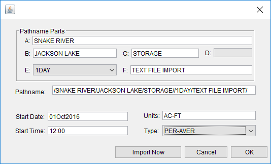 Figure 20. Editor for Defining the Data Properties for Text File Import.