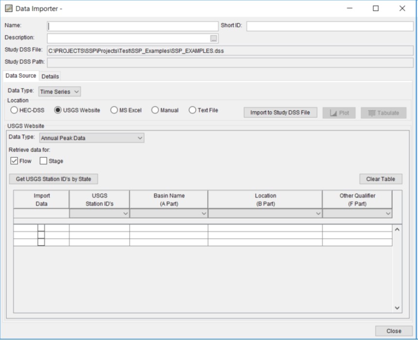 Figure 1. HEC-SSP Data Importer.