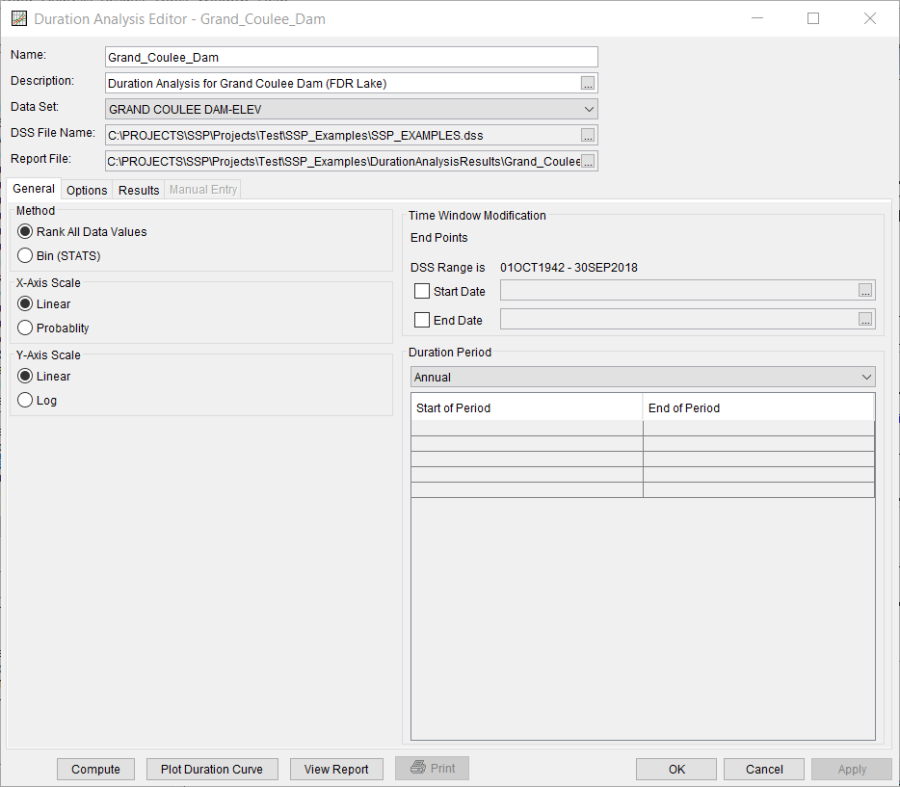 Duration Analysis Editor.