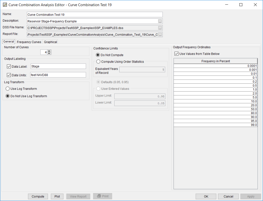 Curve Combination Analysis Editor.