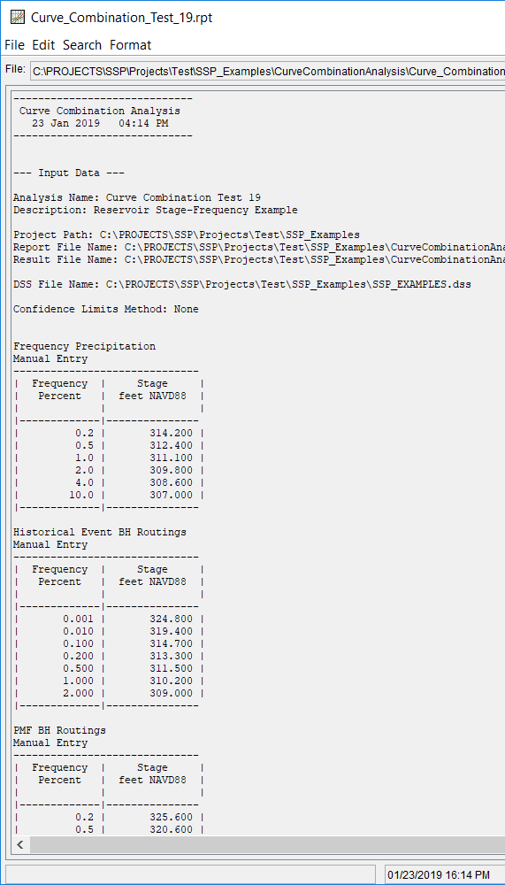 Figure 3. Curve Combination Analysis Report File