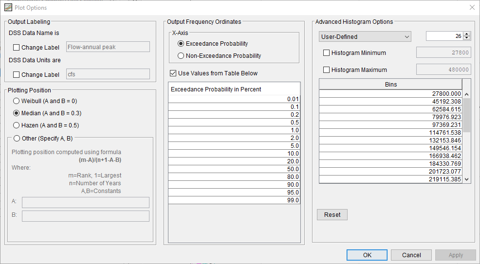 Figure 11. Plot Options Window.