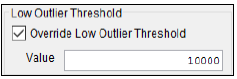 Figure 10. Low Outlier Threshold Window with Option to Override Low Outlier Threshold Checked.