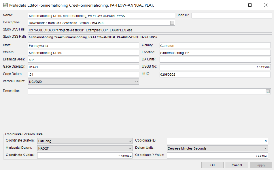 Figure 8. Metadata can be Viewed or Edited by Opening the Metadata Editor.