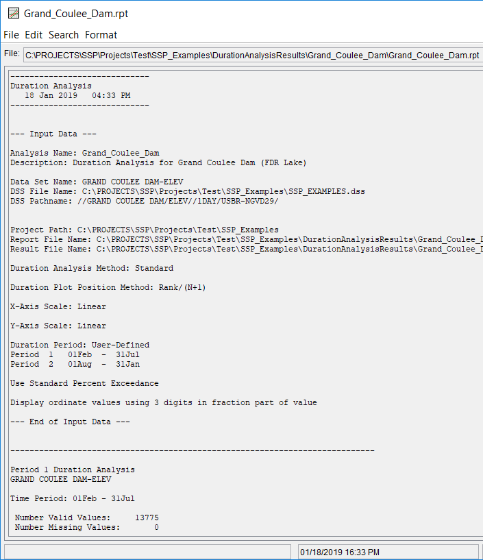 Figure 2. Duration Analysis Report File.