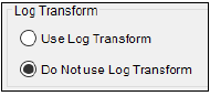 Figure 4. Log Transform Options. Figure 4. Log Transform Options.
