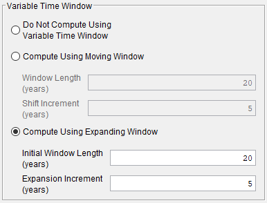 Figure 11. Variable Time Window Options.