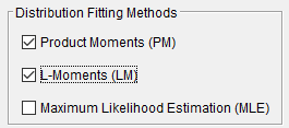 Figure 3. Distribution Fitting Methods Checkboxes.