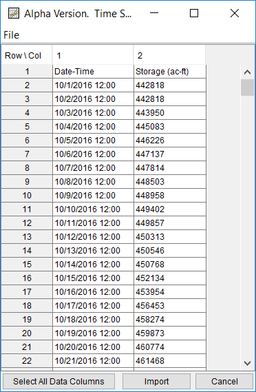 Figure 15. Example Text File Data Viewer for Text File Import.