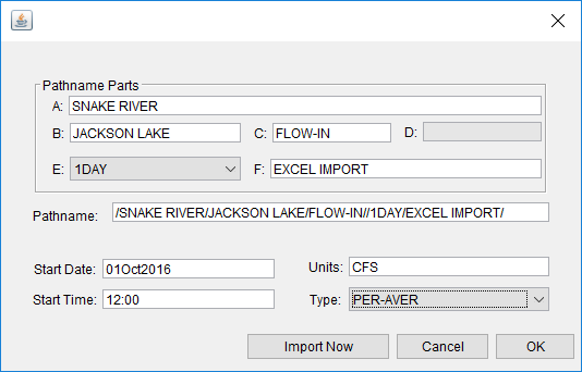 Figure 11. Editor for Defining the Data Properties for Excel Import.