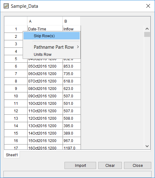 Figure 8. Skip Rows that Contain Headings for Excel Import.