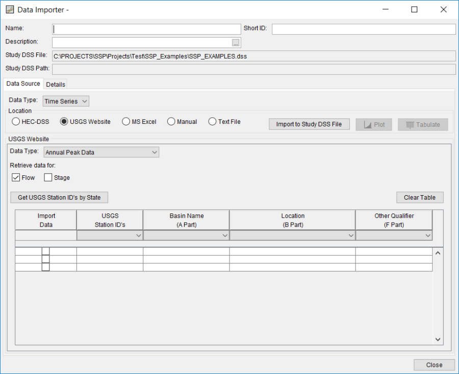 Figure 4. HEC-SSP Data Importer.