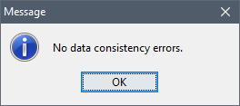 Example No Data Consistency Errors message dialog.