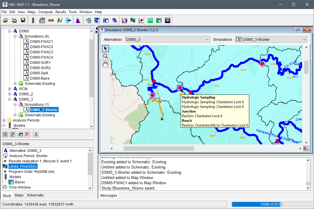 Simulation map window displaying a tooltip for a model element. Simulation map window displaying a tooltip for a model element.