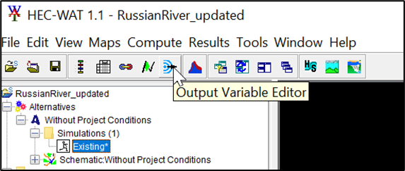 HEC-WAT Toolbar - Output Variable Editor Icon HEC-WAT Toolbar - Output Variable Editor Icon