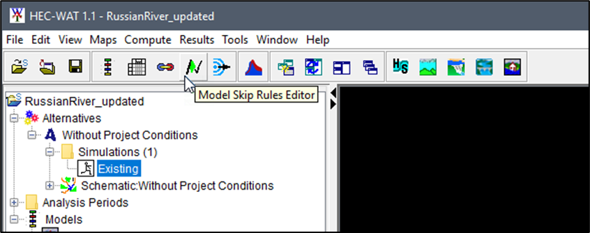 HEC-WAT Toolbar - Model Skip Rules Editor Icon HEC-WAT Toolbar - Model Skip Rules Editor Icon