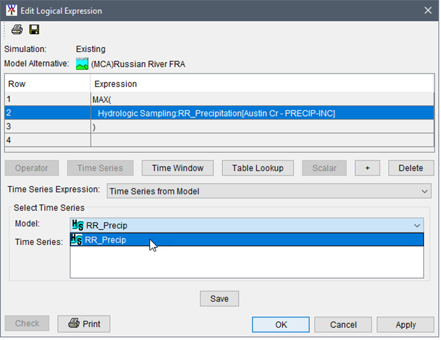 Edit Logical Expression - Expression A - Edit Selected Time Series Edit Logical Expression - Expression A - Edit Selected Time Series
