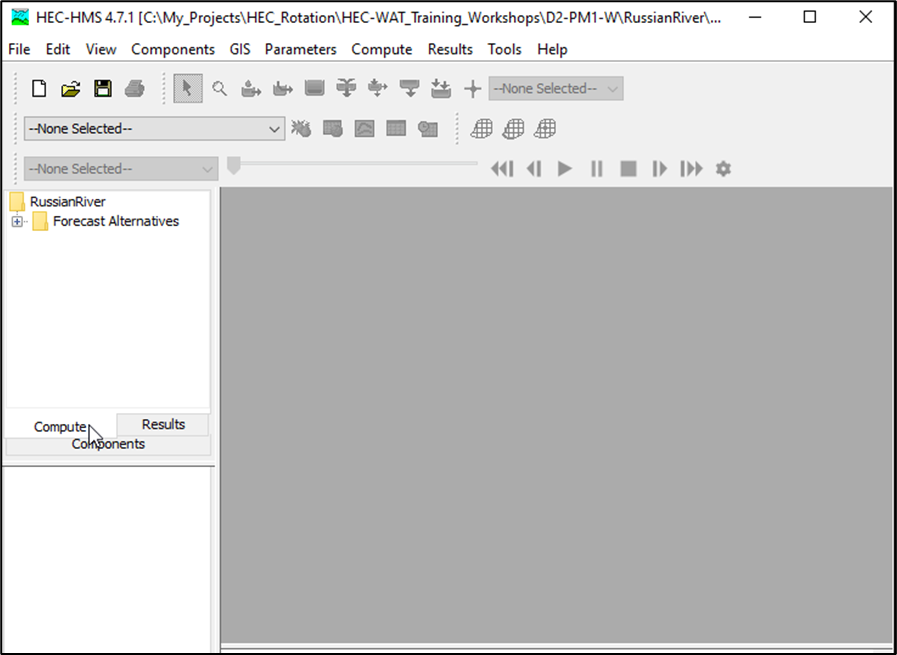 HEC-HMS Main Window HEC-HMS Main Window