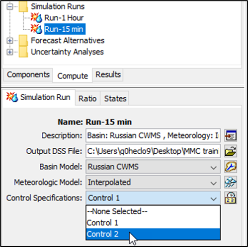 HEC-HMS Main Window - Compute Tab - Simulation Run Tab HEC-HMS Main Window - Compute Tab - Simulation Run Tab