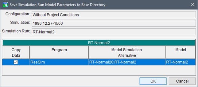Save Simulation Run Model Parameters to Base Directory dialog Save Simulation Run Model Parameters to Base Directory dialog
