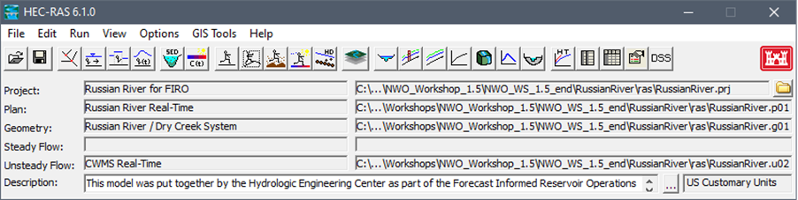 HEC-RAS Main Window HEC-RAS Main Window