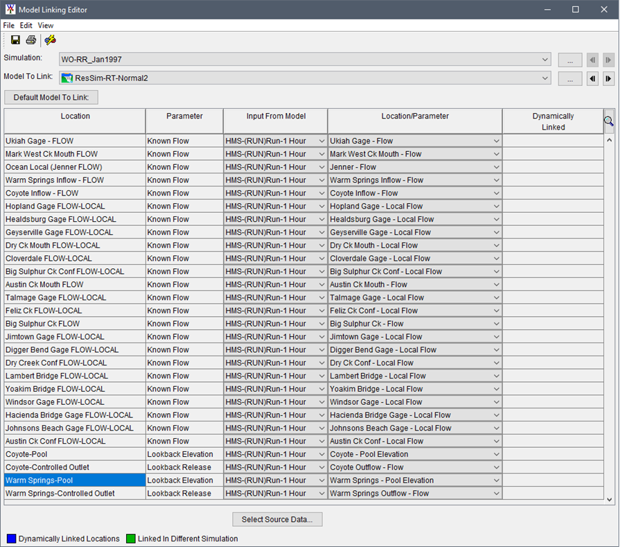Model Linking Editor - HEC-ResSim Model Alternative - Linking Completed Model Linking Editor - HEC-ResSim Model Alternative - Linking Completed