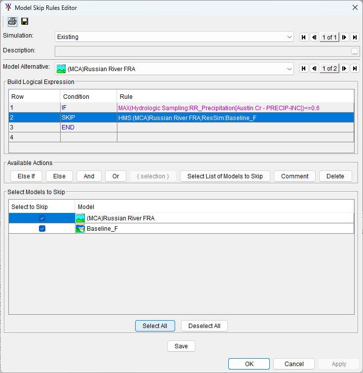 Models Kip Rules Editor - Select Models to Skip Models Kip Rules Editor - Select Models to Skip