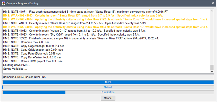 Compute Progress Window - Existing - FRA Simulation Compute Progress Window - Existing - FRA Simulation
