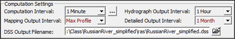 Unsteady Flow Analysis Editor - Computation Settings Panel - Output Interval Unsteady Flow Analysis Editor - Computation Settings Panel - Output Interval