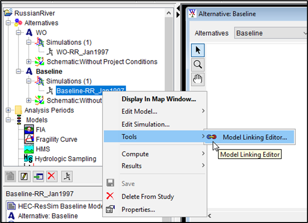 Open the Model Linking Editor from the Study Tree Open the Model Linking Editor from the Study Tree