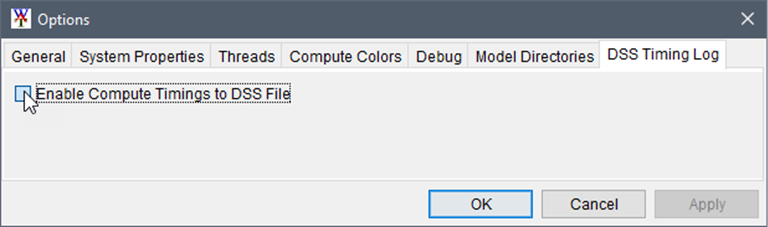 Enabling Compute Timings to DSS File Enabling Compute Timings to DSS File