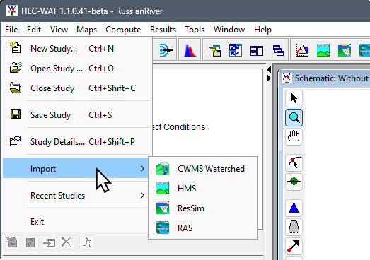File Menu - Import Submenu Options