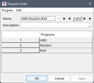 Program Order Editor - Example for HMS-ResSim-RAS