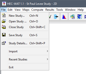 HEC-WAT File Menu Options