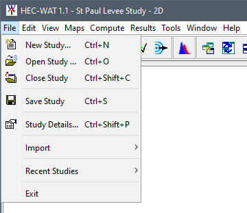 HEC-WAT File Menu commands. HEC-WAT File Menu commands.
