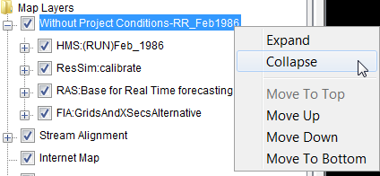 Shortcut menu commands for the Simulation map layer.