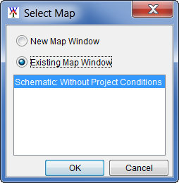 Select Map dialog box, Existing Map Window selected.