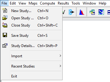 HEC-WAT main window, File menu commands.