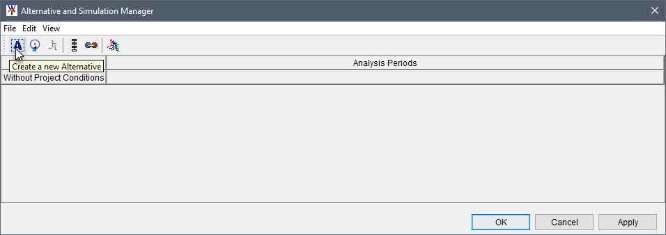 Alternative and Simulation Manager dialog box, Create a new Alternative Tool