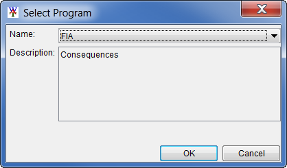 Select Program dialog box, displays an example of a selected program.