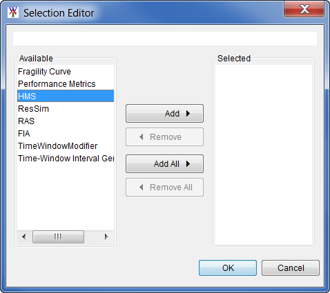 Selection Editor dialog box to select the order for the programs from the available list.