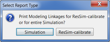 Select Report Type message dialog. Select Report Type message dialog.
