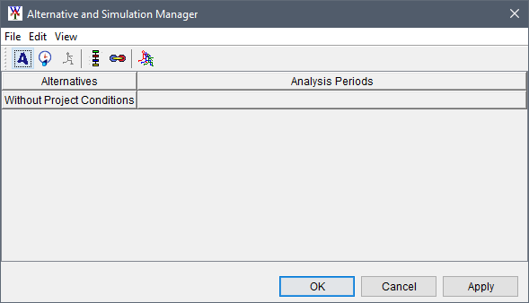 Alternative and Simulation Manager dialog box.