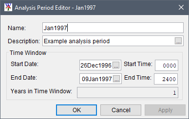 Example Analysis Period Editor dialog box.