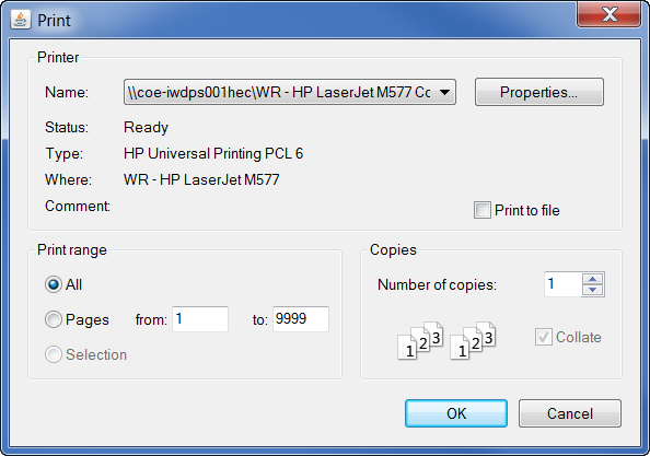 Print Dialog Box