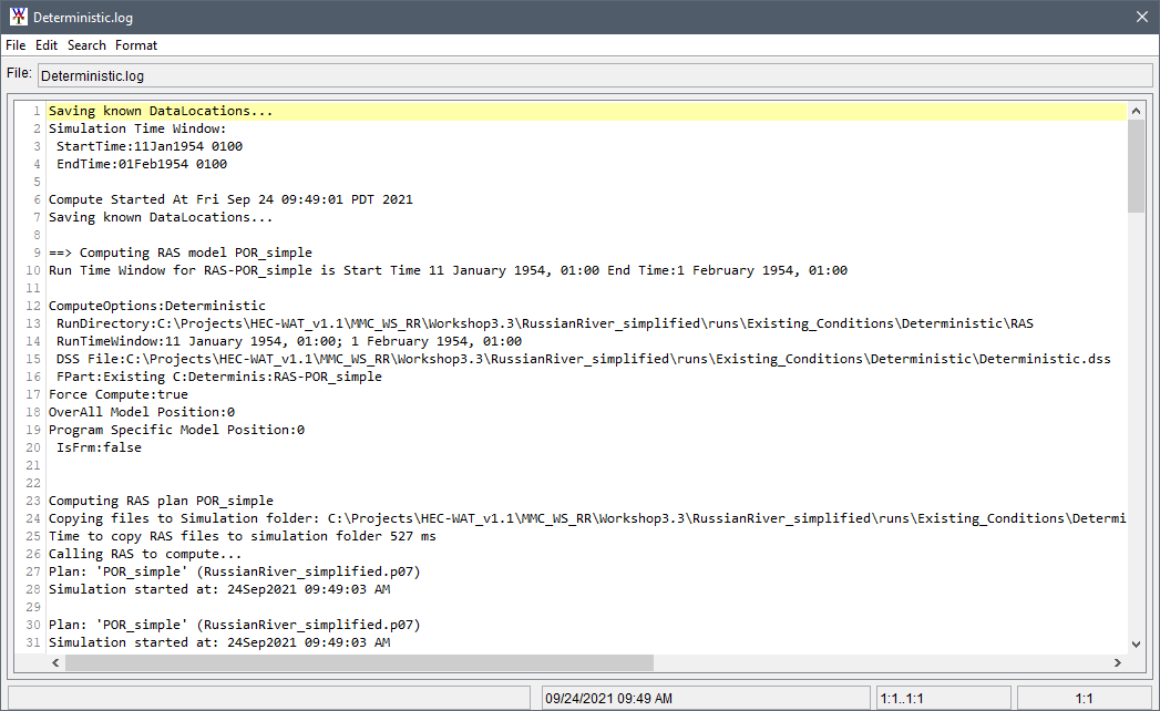 Compute Log editor example for a deterministic simulation. Compute Log editor example for a deterministic simulation.